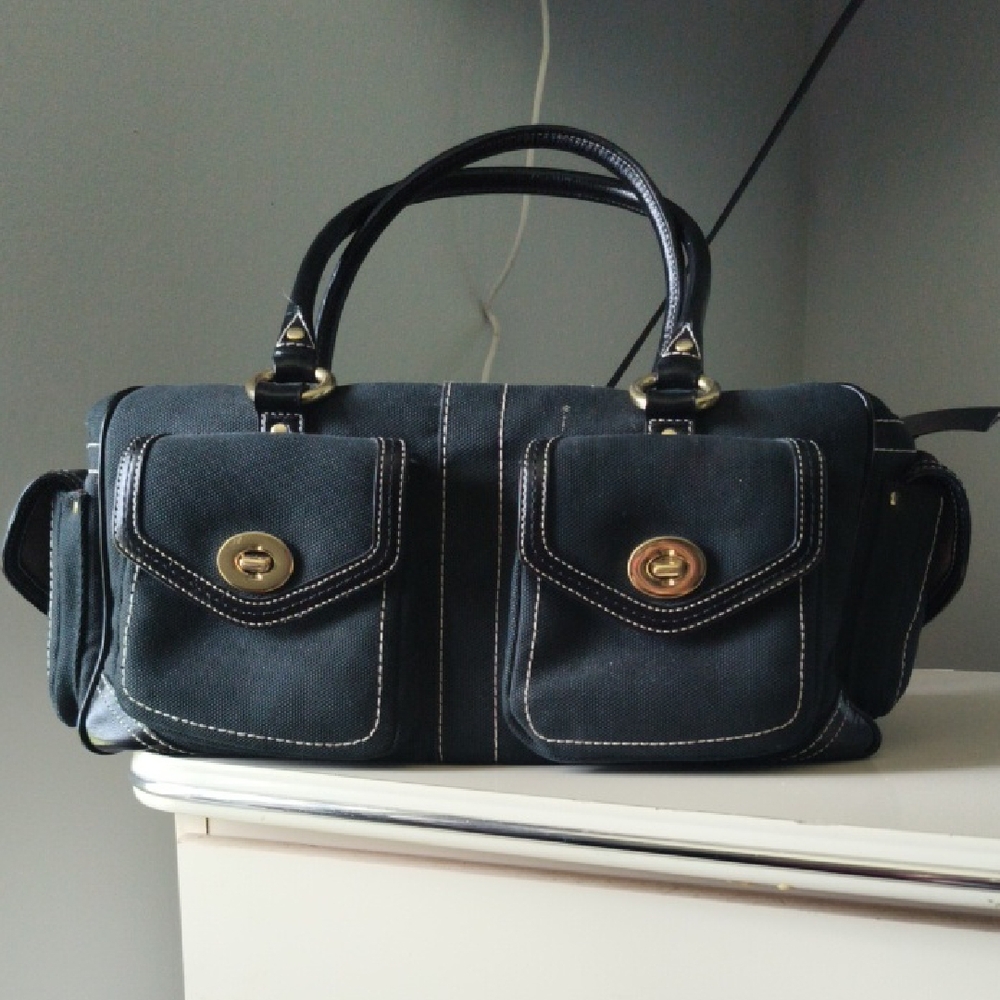 Coach Black Handbag with Gold Accents